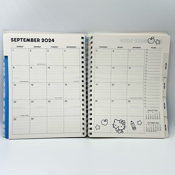 Sanrio Hello Kitty 2025 Large Spiral Planner - Blue Soft Leather Cover - Picture 8 of 11